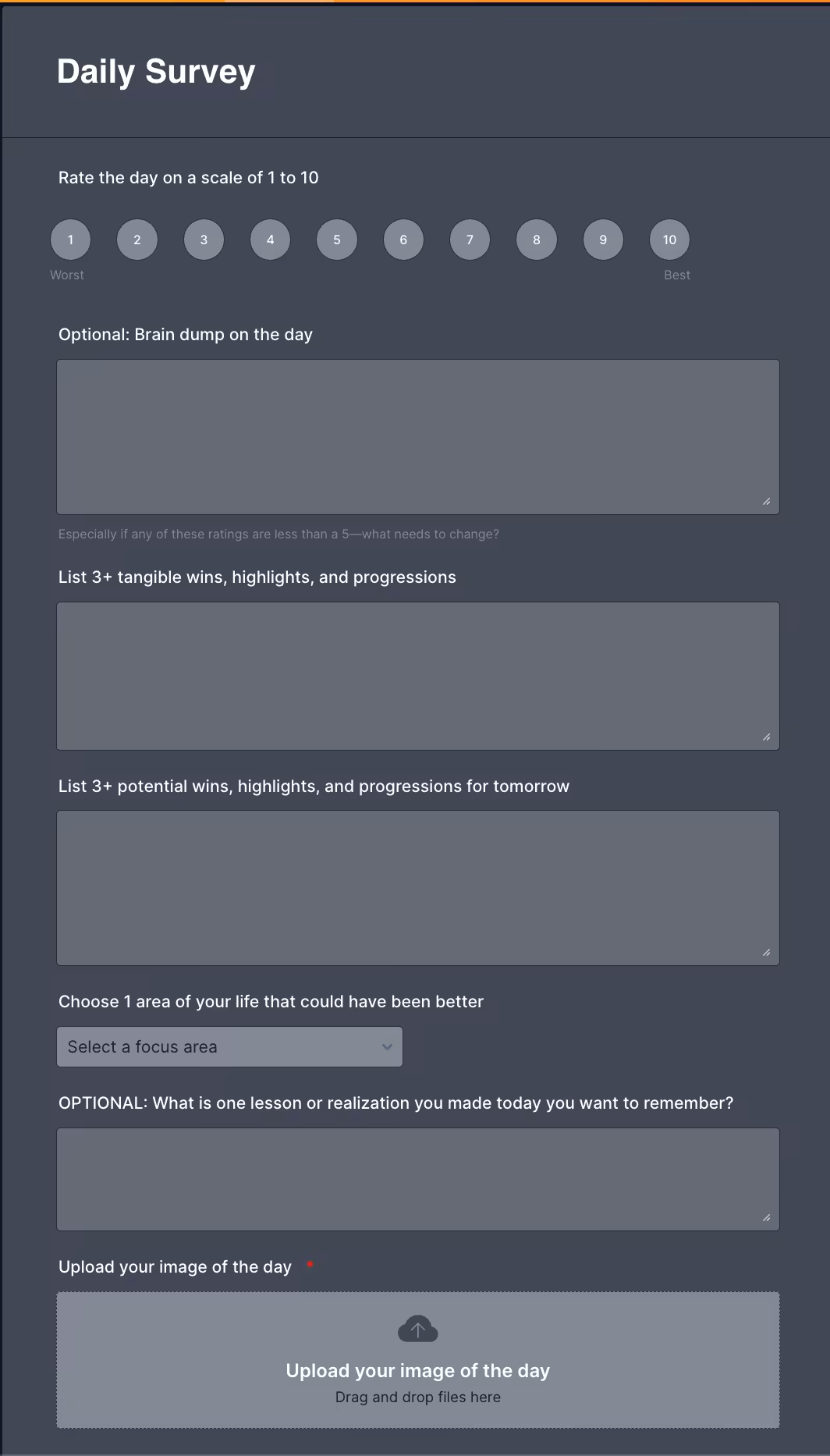 Jotform evening survey on mobile phone