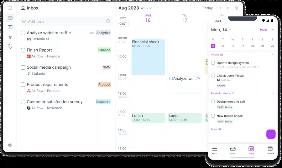 Akiflow app interface for task timeboxing